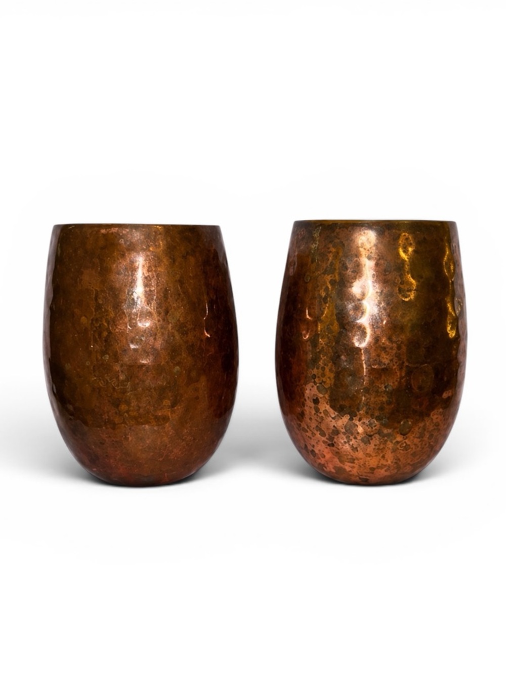 Set of 2 Hammered Copper Stemless Tumblers
